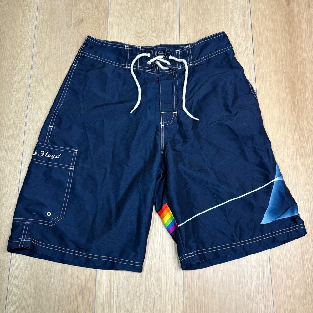 Vintage Pink Floyd Dark Side of the Moon Board Shorts Navy Blue Men 31 2005 Rock
